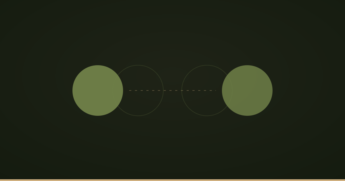 Two shapes apart, with a trace of where they were