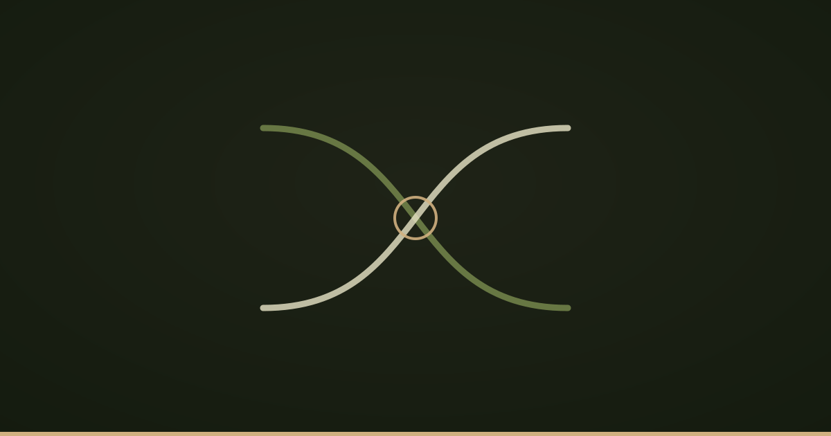 Two lines crossing into a knot