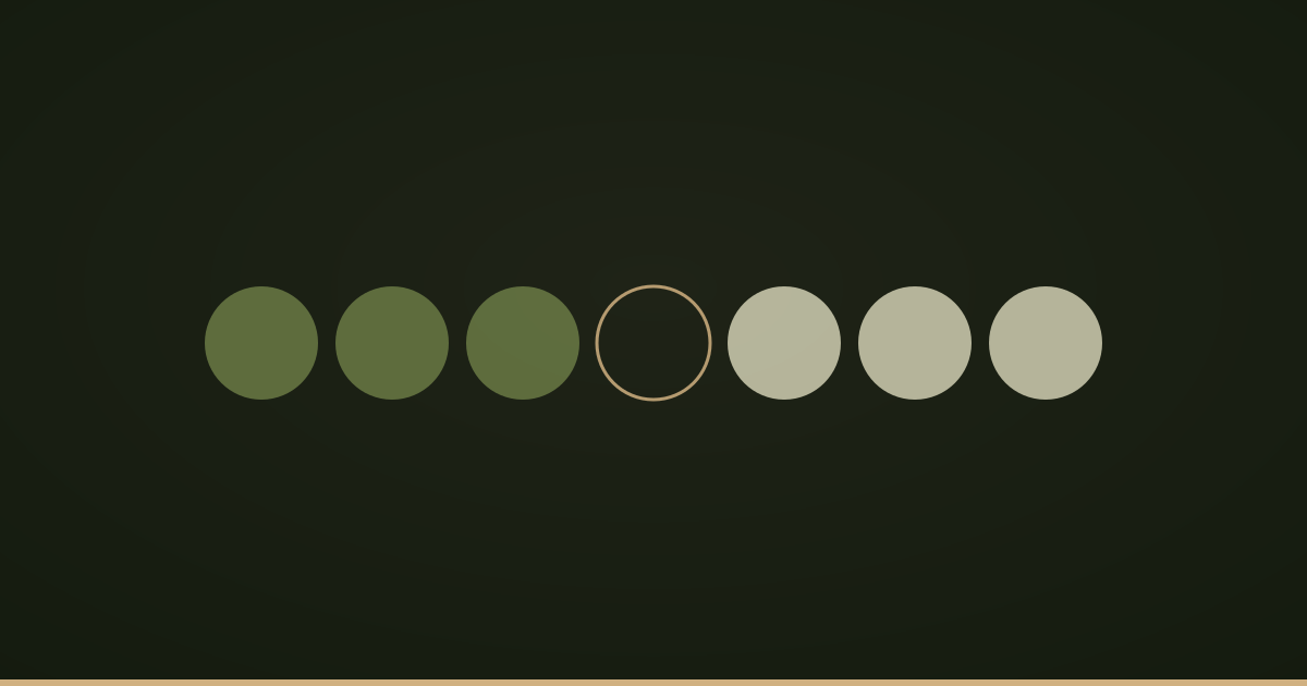 A row of circles with a gap in the middle